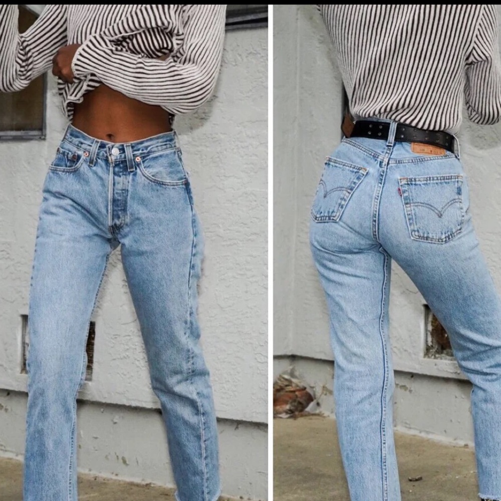 Levi's 501 S Premium Big E Jeans Women's 27x28 Light Wash Button Fly Skinny
